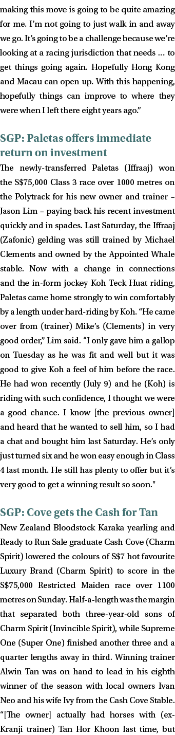 making this move is going to be quite amazing for me. I’m not going to just walk in and away we go. It’s going to be ...