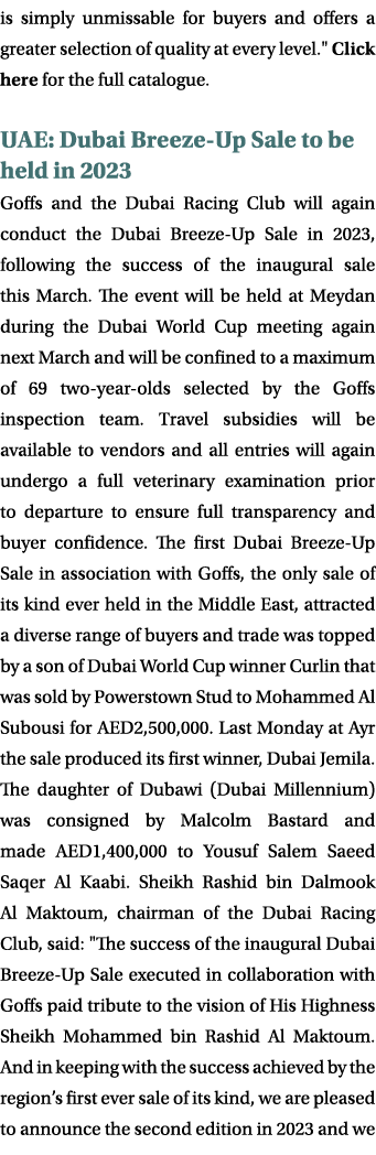 is simply unmissable for buyers and offers a greater selection of quality at every level.\“ Click here for the full c...